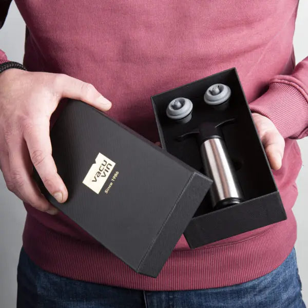 Vacu Vin | Caja de regalo de acero inoxidable Bomba de Vacio - Wine Saver Stainless Steel Gift Box (Accesorios para Vino)